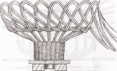 Плетение узора на подставках для углубления штыря.